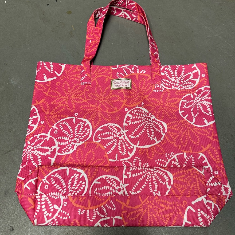 Lilly Pulitzer for Estée Lauder Pink and White Floral Tote
